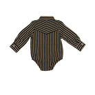 Boy's Infant Long Sleeve Black and Tan Snap Onesie 