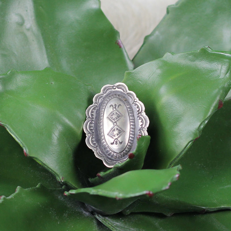 Women's Sterling Silver Platter Ring Sz. 7 - Crazy House Western Wear