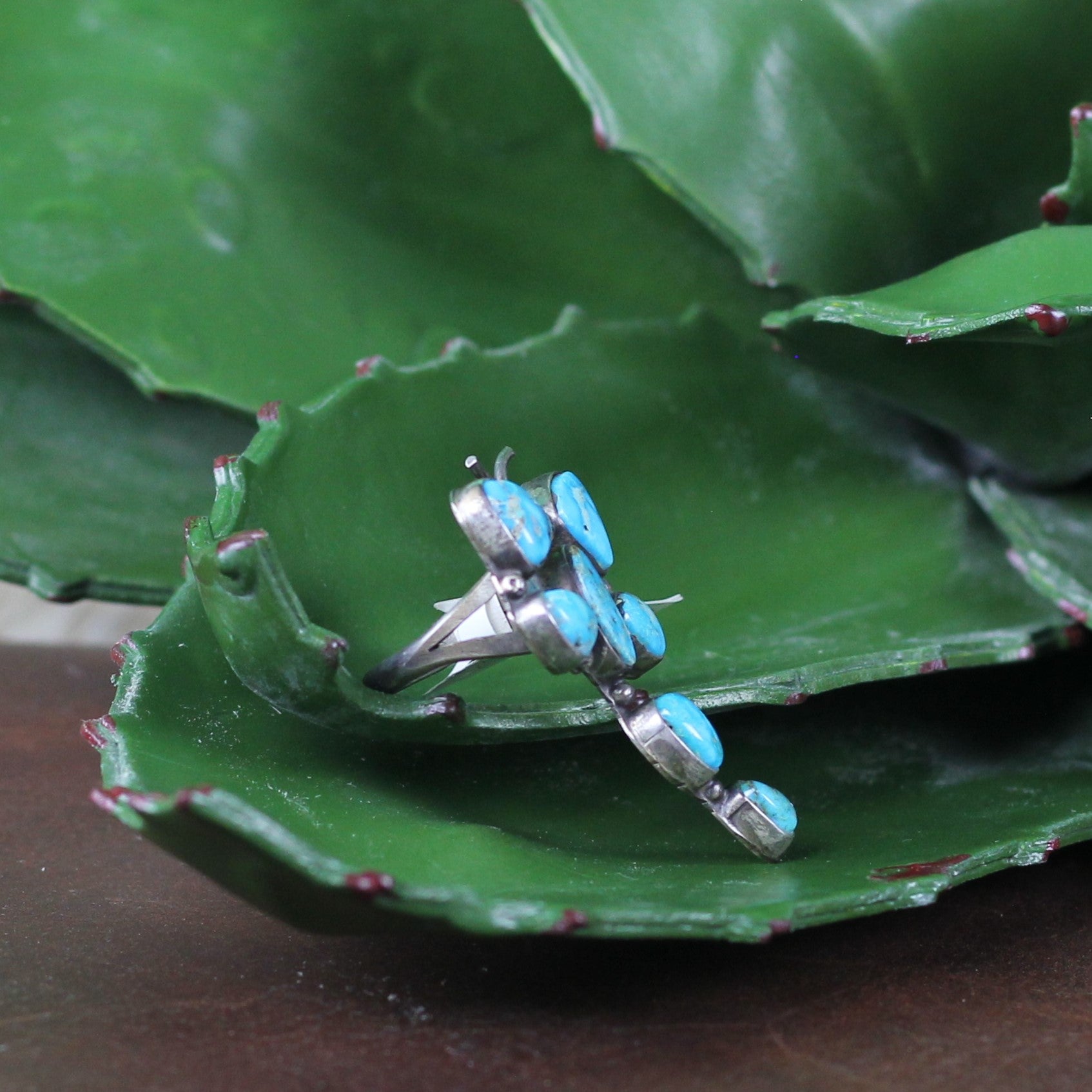 Women's Benjamin Piaso Turquoise Dragonfly Ring 8.5 - Crazy House Western Wear