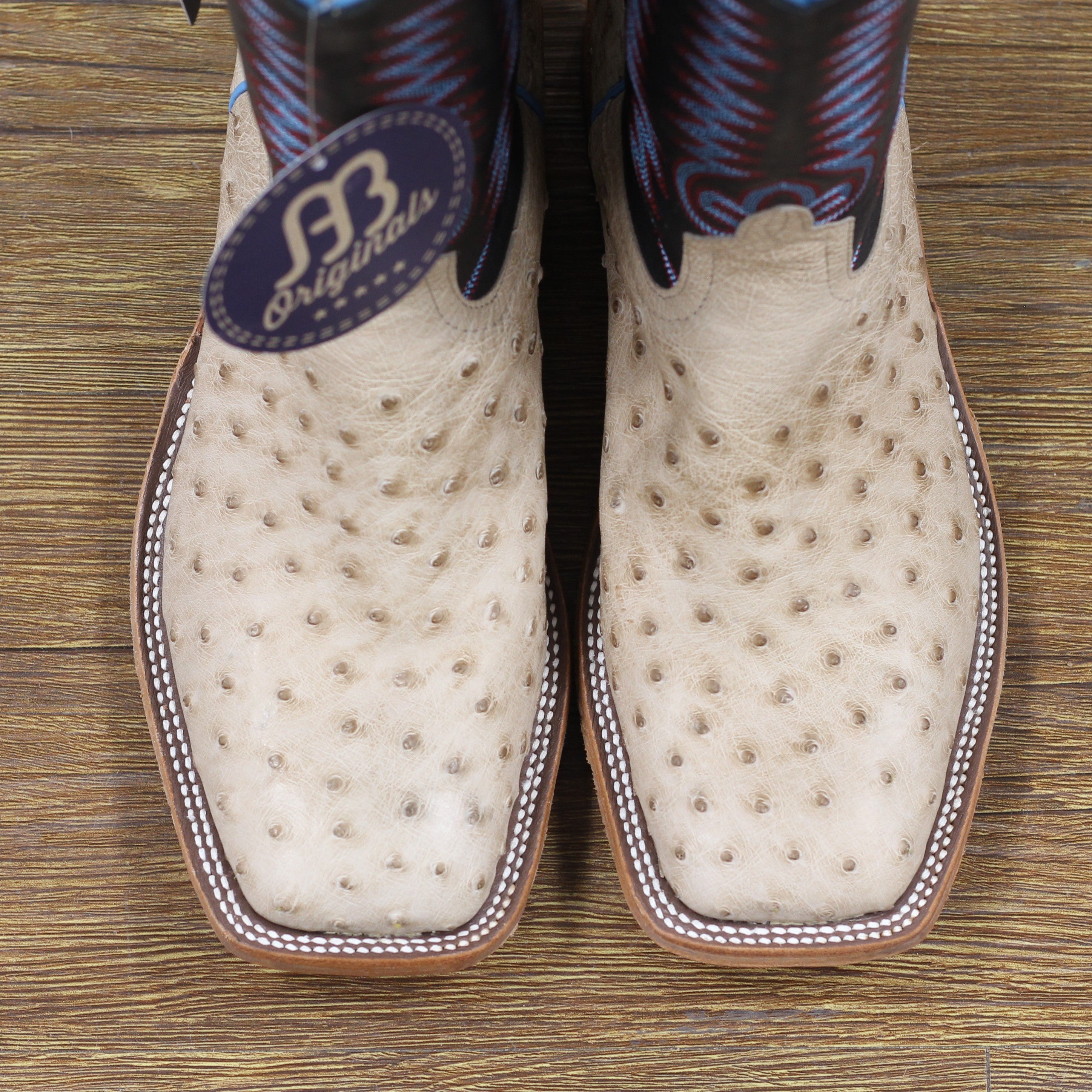 Anderson Bean Tan Vintage Full Quill Ostrich with 13" Black Aniline Top - Crazy House Western Wear