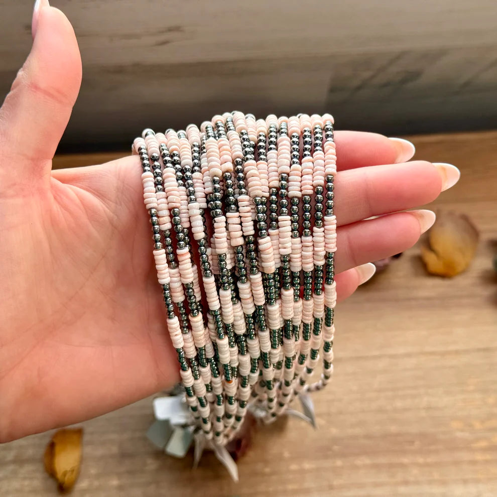 Bijoux Fab Pink Conch Heishi & 3mm Sterling Silver Pearl Necklace 20in NEC-STE-155-PIN