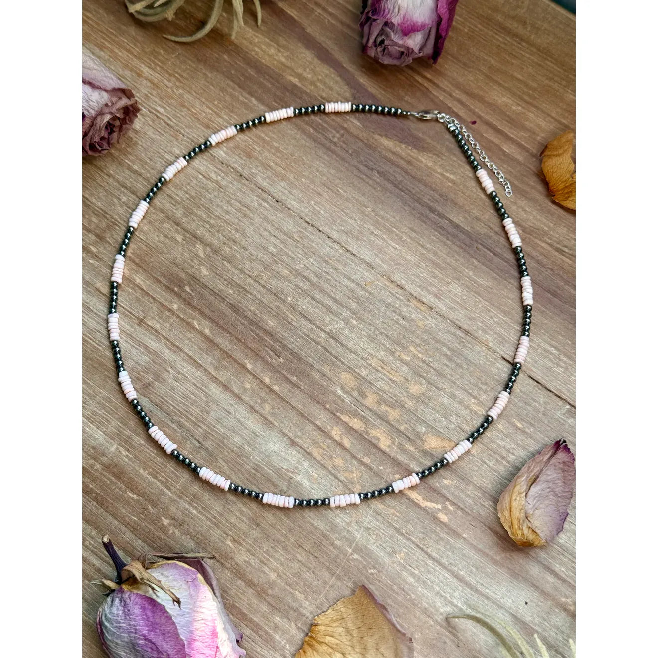 Bijoux Fab Pink Conch Heishi & 3mm Sterling Silver Pearl Necklace 20in NEC-STE-155-PIN