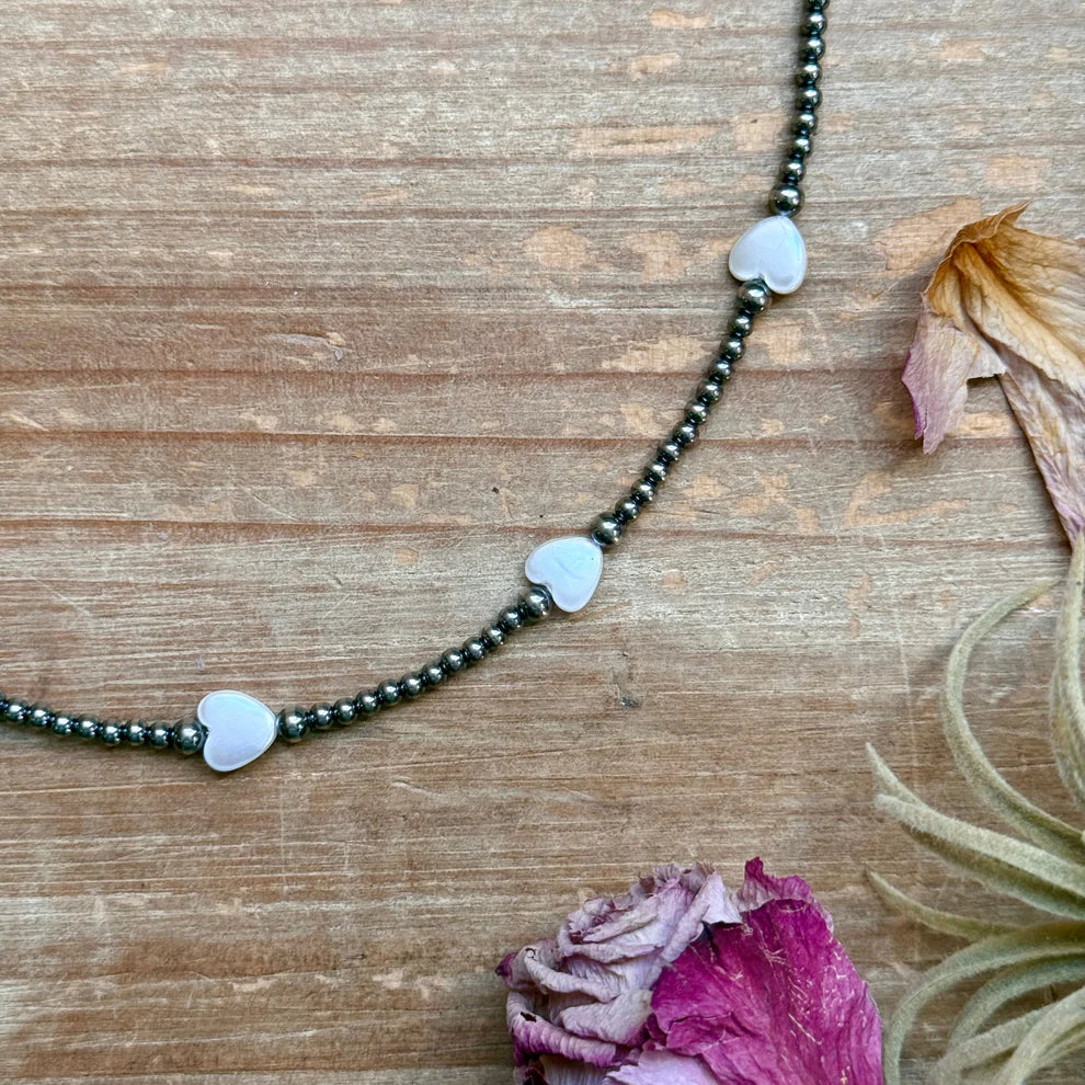 Bijoux Fab Sterling Silver Pearl Choker With Heart Freshwater Pearls - 15.5" NEC-STE-145-HEAR