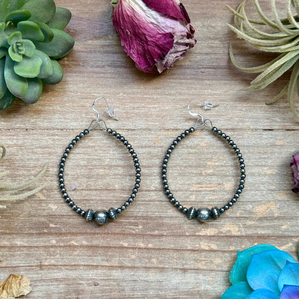 Bijoux Fab Sterling Silver Pearl Hoop Earrings EAR-HOO-182-STE