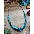 Bijoux Fab Turquoise Graduated Necklace with Sterling Silver Pearls & Hematite NEC-GRA-049-BLU