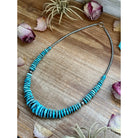 Bijoux Fab Turquoise Graduated Necklace with Sterling Silver Pearls & Hematite NEC-GRA-049-BLU