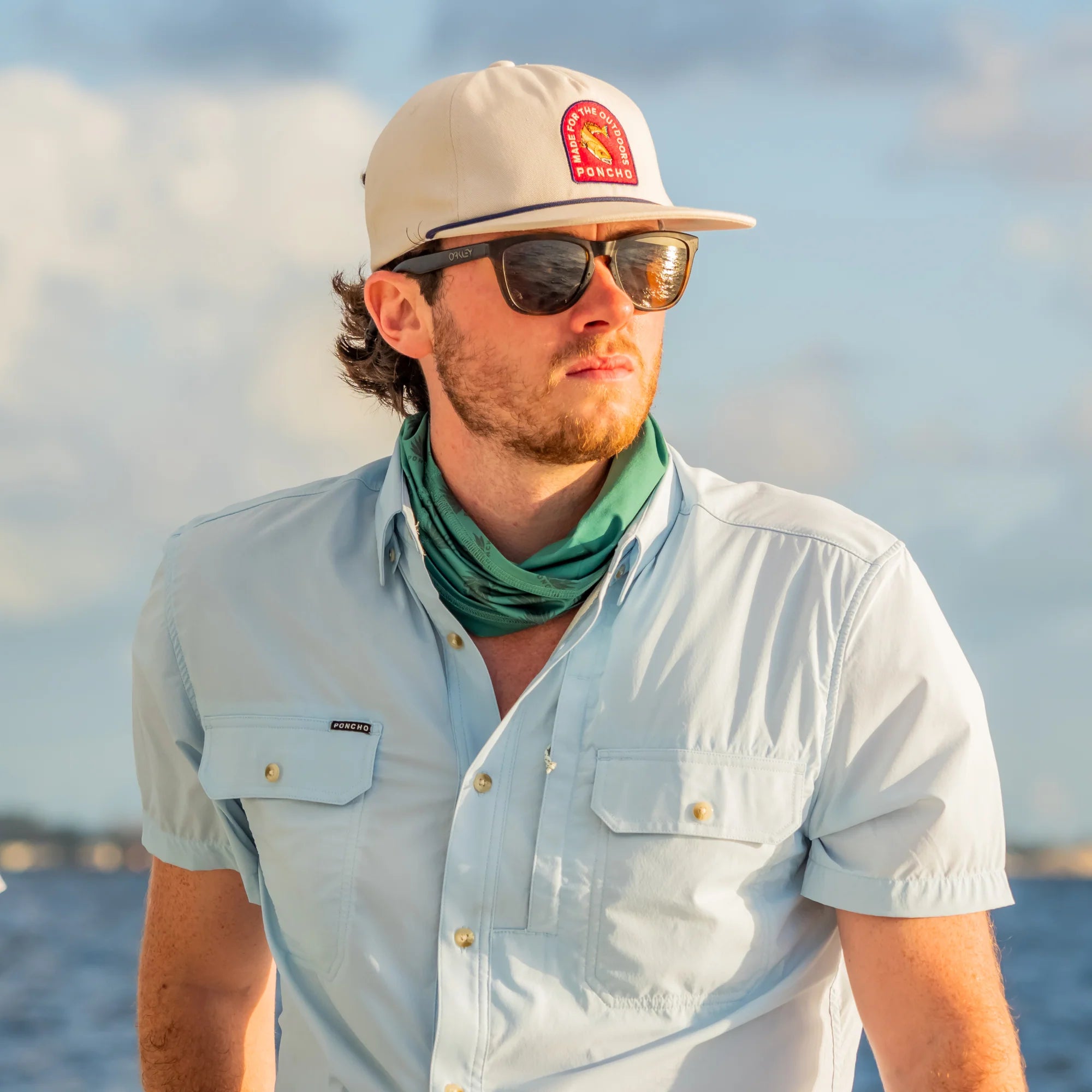 Men's Poncho "Blue Steel" Short Sleeve Button Up Shirt 