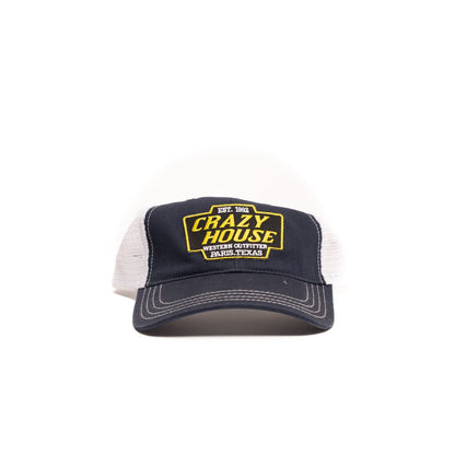 Crazy House Unisex Navy and White Cap with Outfitter Patch - Crazy House Western Wear