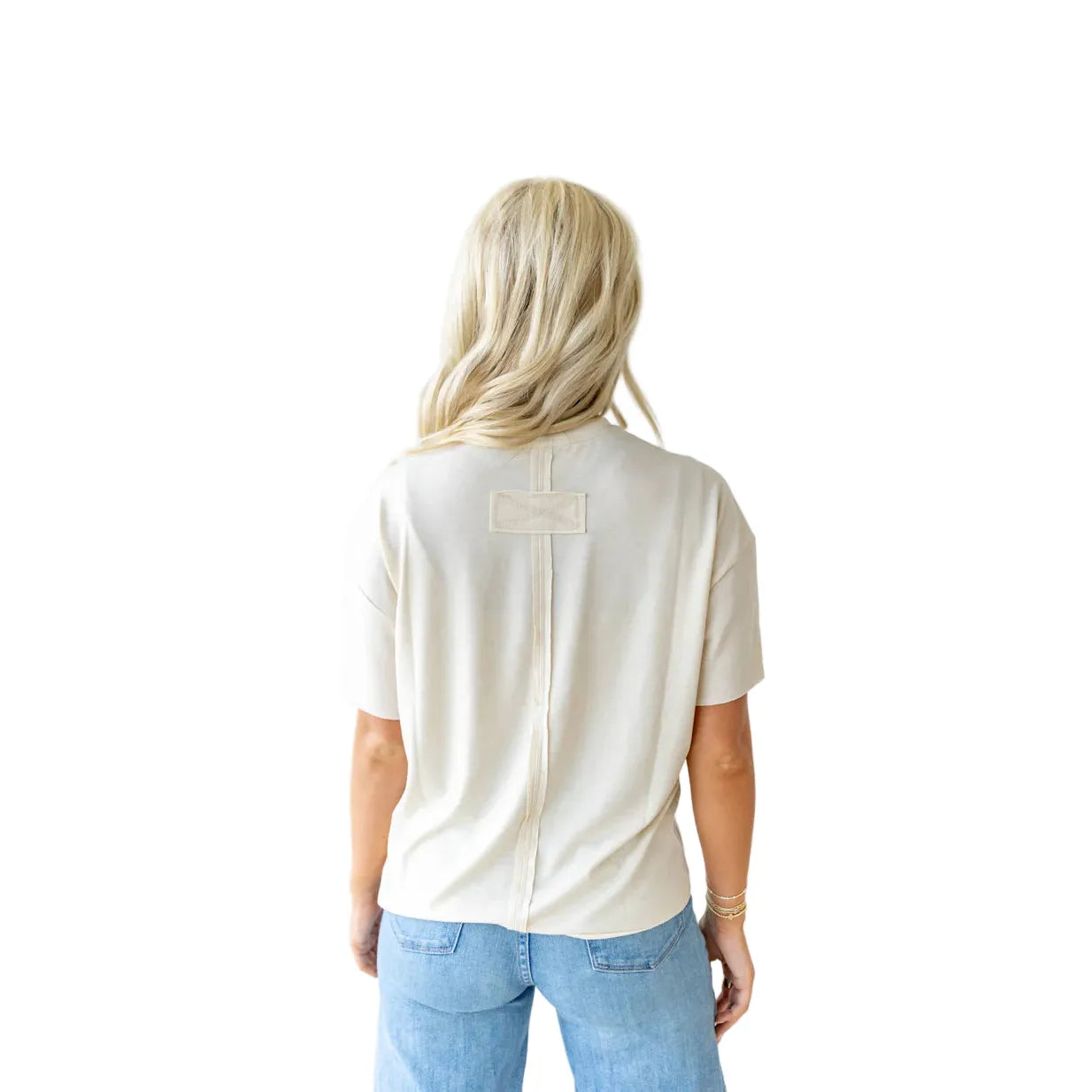 Women's Howdy Hanny Natural T-shirt with Red Stitching