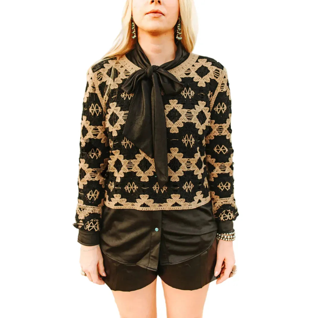 Women's 2Fly Black and Brown Desert Stitch Sweater 