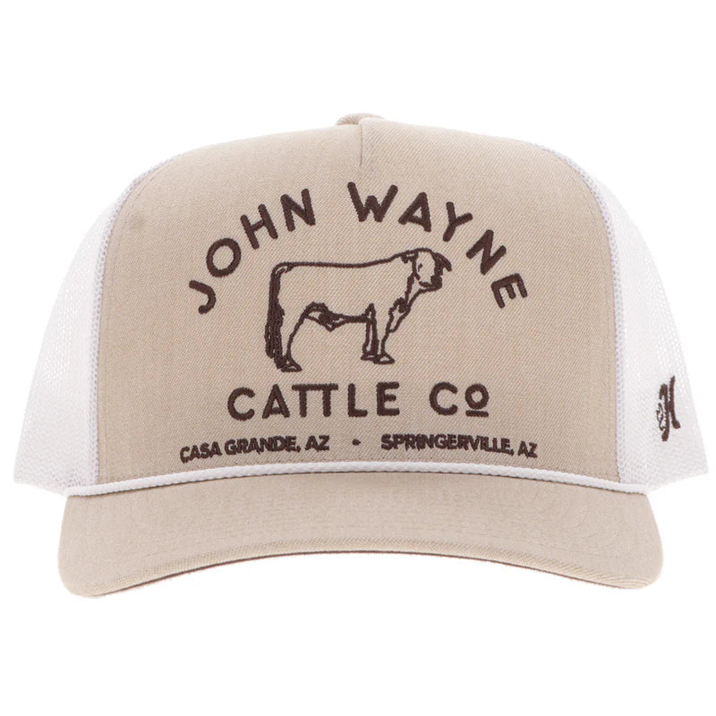 Men's Hooey "John Wayne" Tan and White Hat with Stitching 2566T-TNWH - Crazy House Western Wear