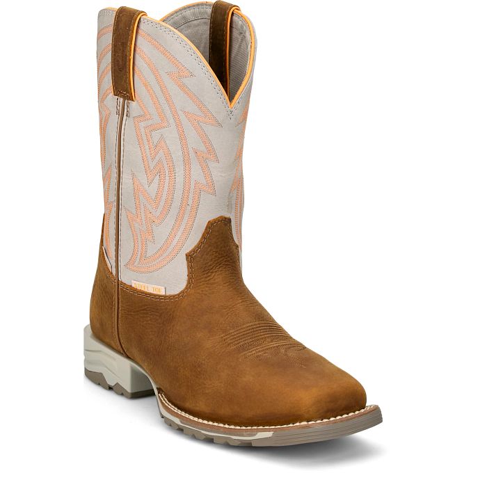 Justin Men's Brown and White Lyte 11" Waterproof Steel Toe Boots MV4595