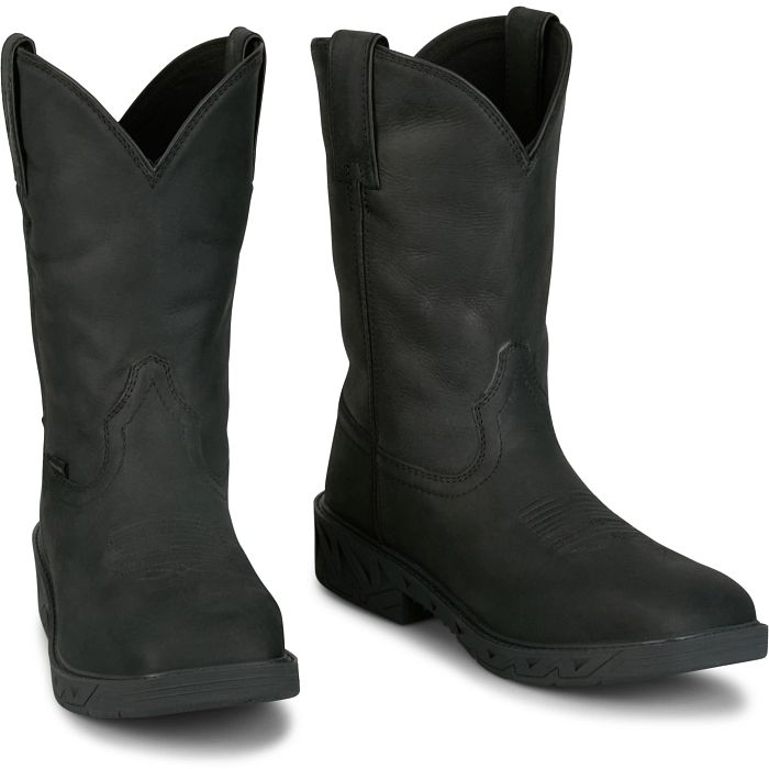 Men's Justin 11" Waterproof Steel Toe Black Boots PD4065