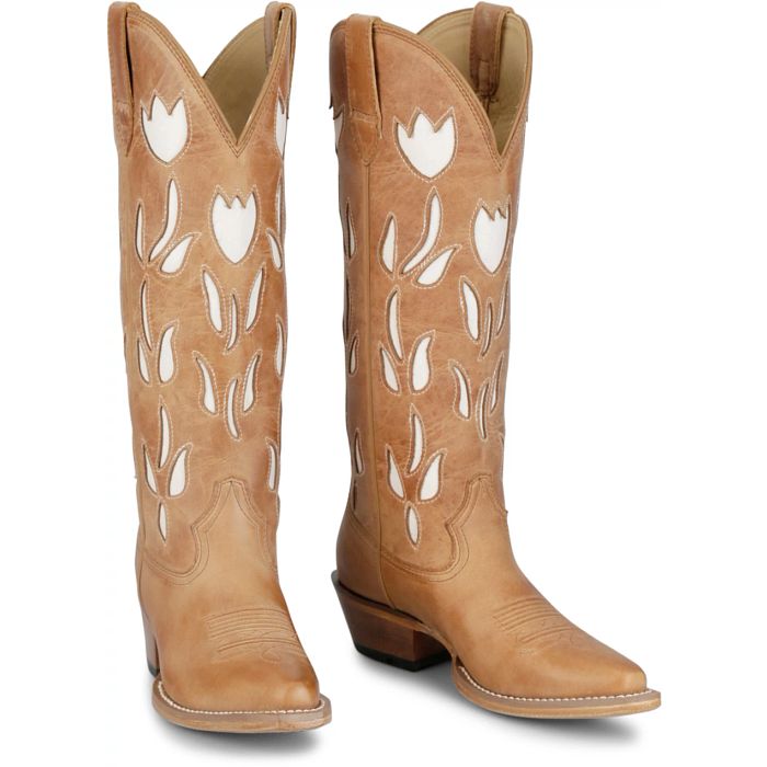 Women's Justin Brown and White May 15" Western Boots
