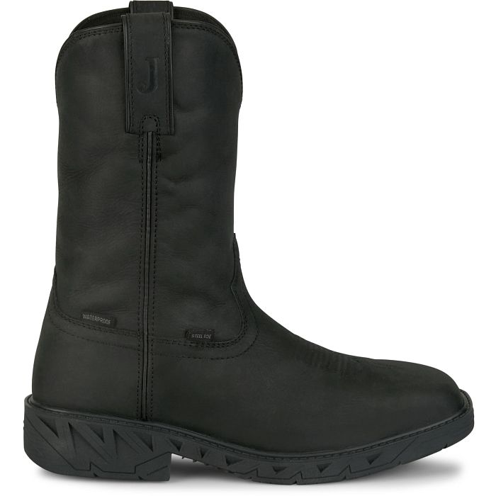 Men's Justin 11" Waterproof Steel Toe Black Boots PD4065