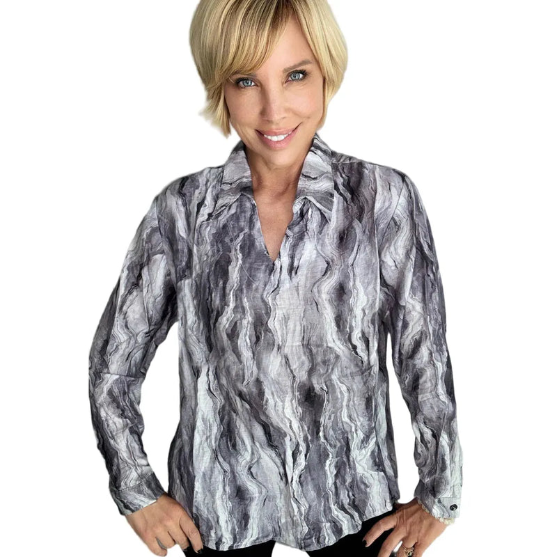 Women's Ethyl Casual Collar V-neck Blouse Waterfall JYH264GR