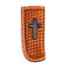 Cowboy Chrome Basket Weave and Cross Sheath Saddle Tan K208