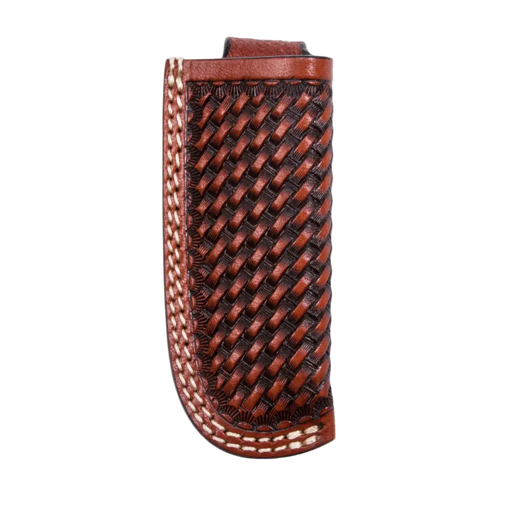 Cowboy Chrome Cognac Brown Basket Weave Sheath K216