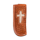 Cowboy Chrome Saddle Tan Basket Weave with Inlay Roan Cross Sheath K268