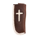 Cowboy Chrome Brown Leather Laced with Rawhide Cross Inlay K304