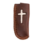 Cowboy Chrome Brown Rawhide Laced with Rawhide Cross Inlay K314