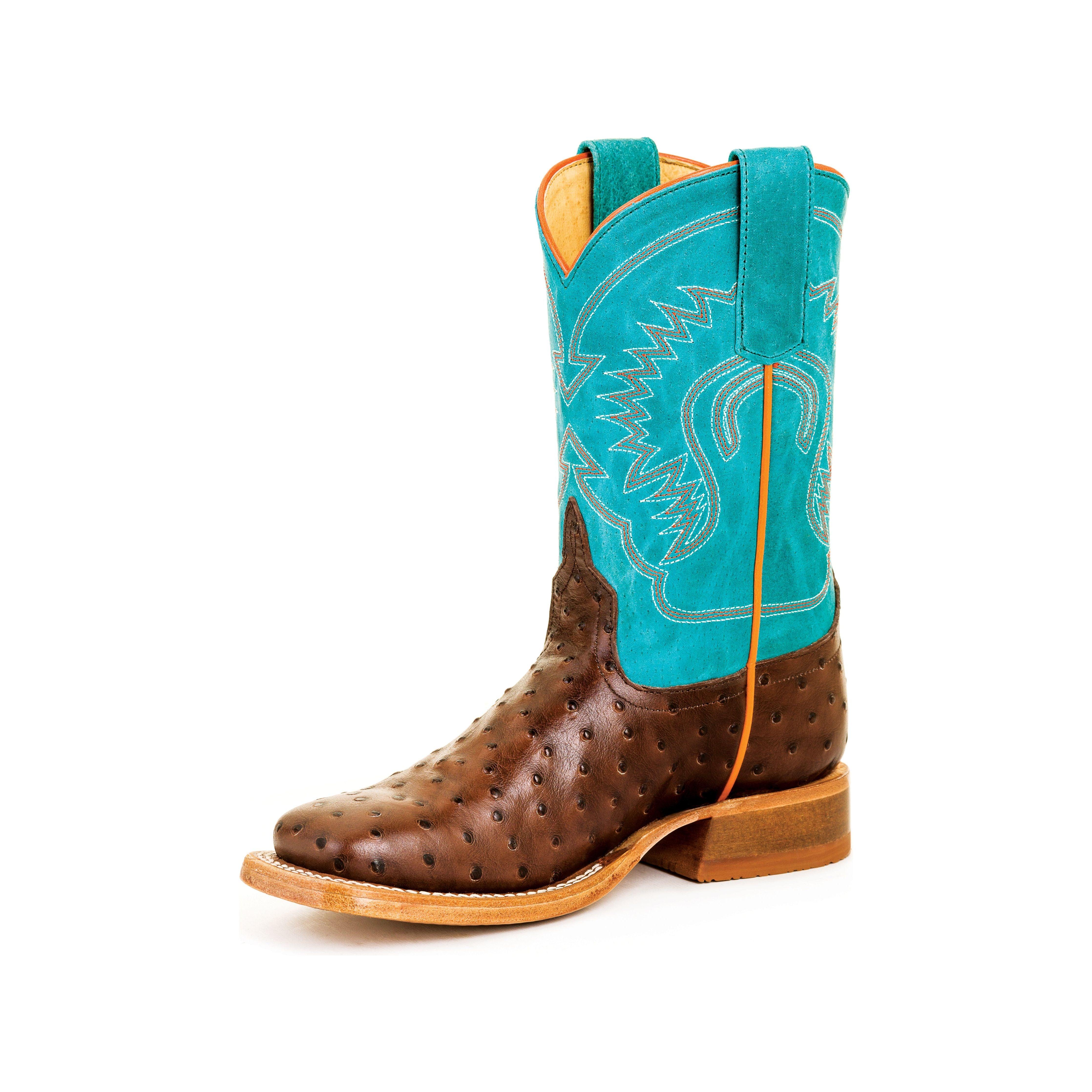 Anderson Bean Kids Chocolate Impostrich with Turquoise Sinsation Top ABK7083 - Crazy House Western Wear