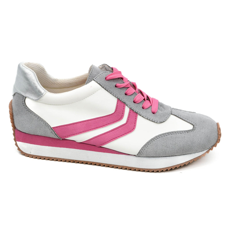 Women's Corkys Gray White and Pink Combo Kickoff Shoes 51-0194-GPCO