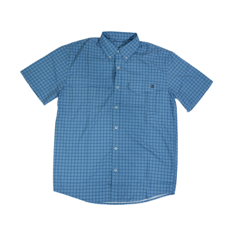 Men's Huk Tide Short Sleeve Blue Checkers H1500220-455