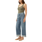 Women's Silver Be Easy Wide Leg Crop Pants L28934AGR310 - Crazy House Western Wear