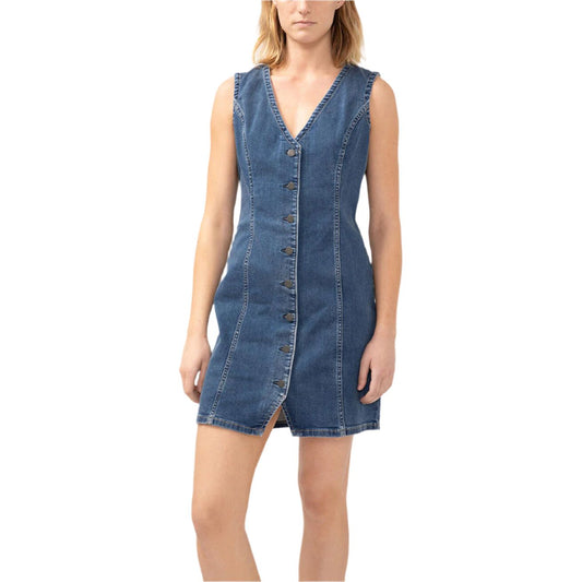 Women's Silver Denim Mini Dress L32140SIA301