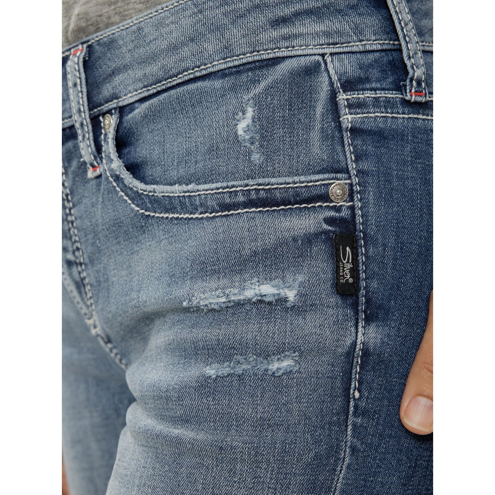 Women's Silver Jeans Saturday Morning Elyse Mid Rise Americana Luxe Stretch Capri L43002CVS336