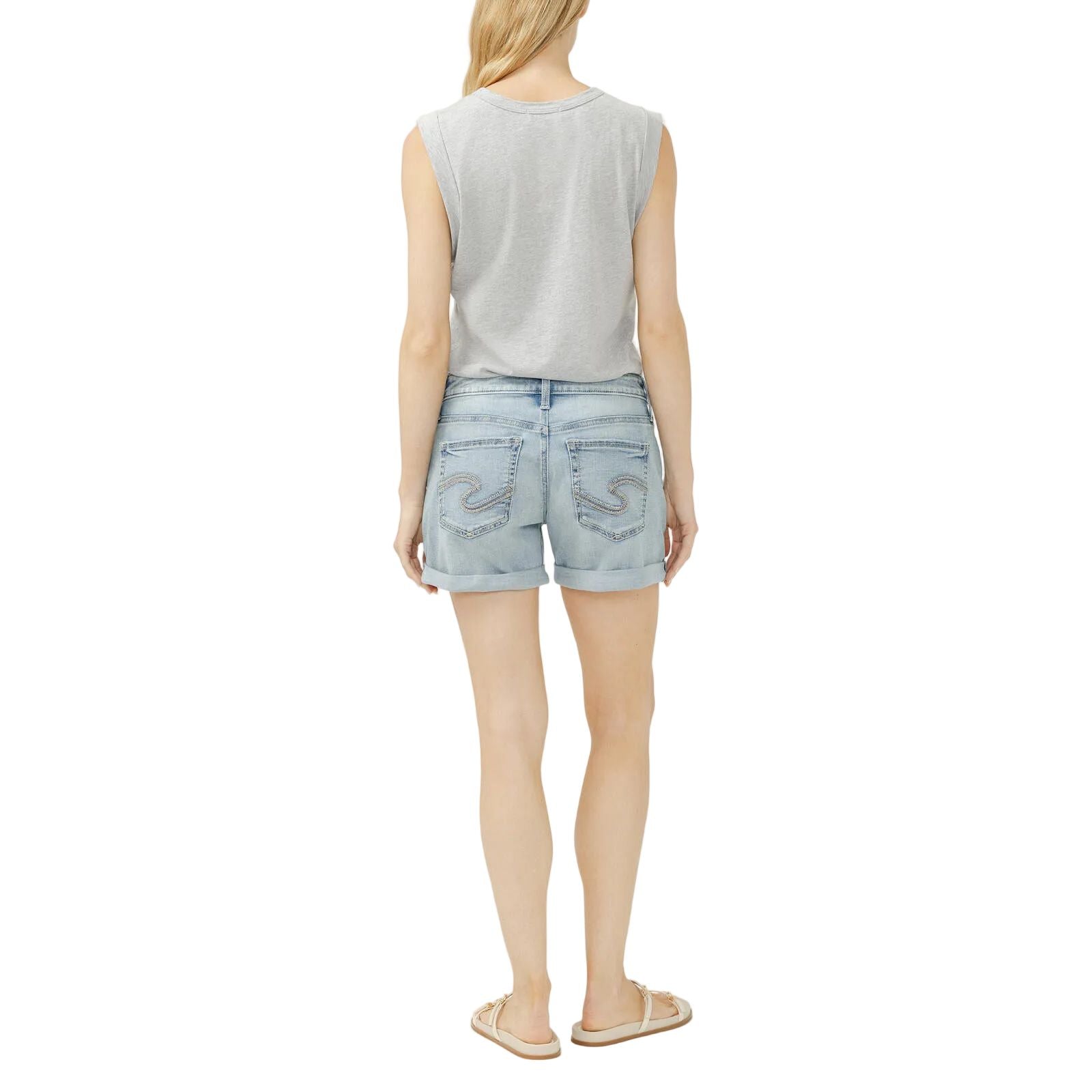 Women's Silver Boogie Boyfriend Mid Rise Shorts L53208ECF215