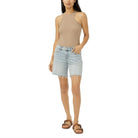 Women's Silver Palma Suki Mid Rise Long Shorts L53971ADM121