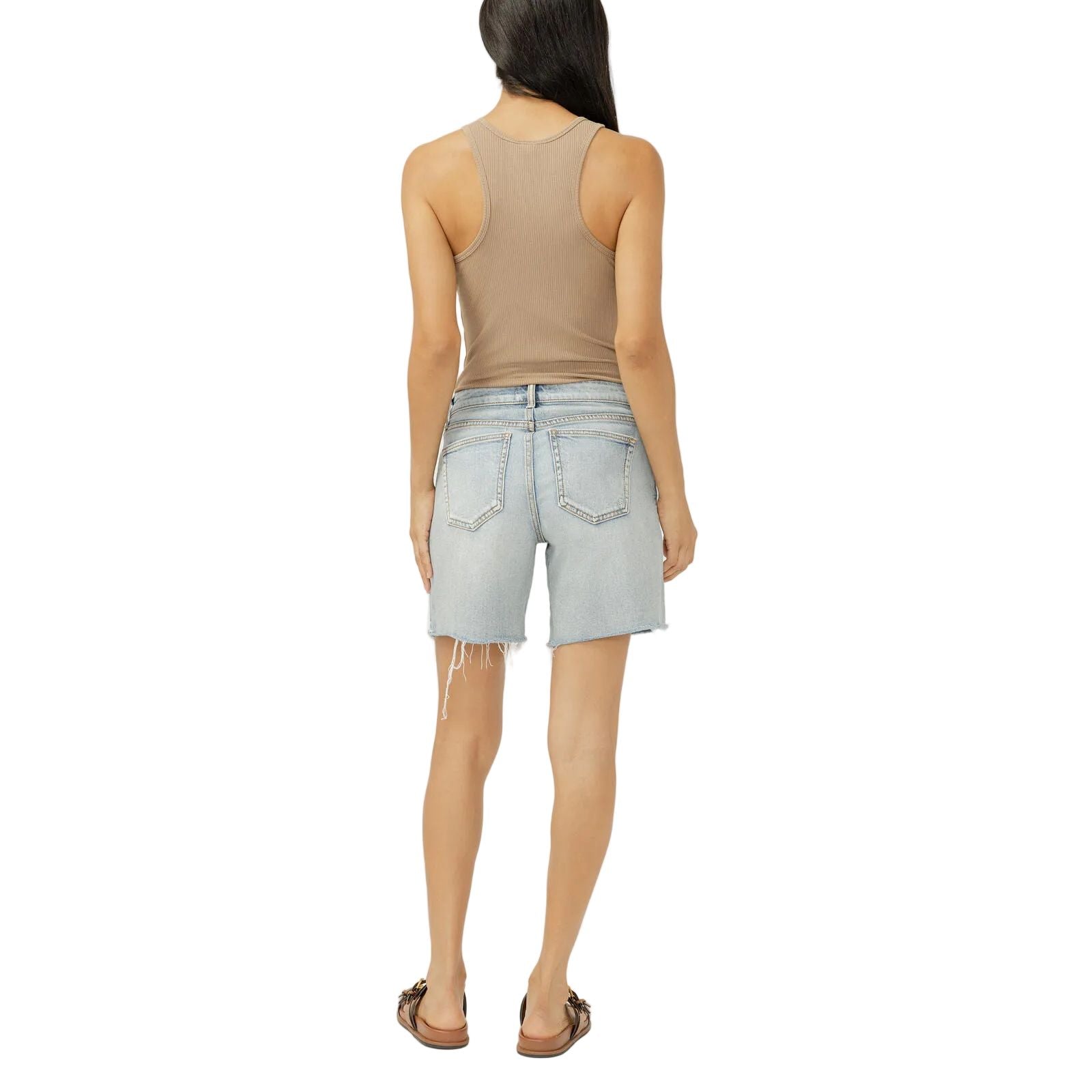 Women's Silver Palma Suki Mid Rise Long Shorts L53971ADM121