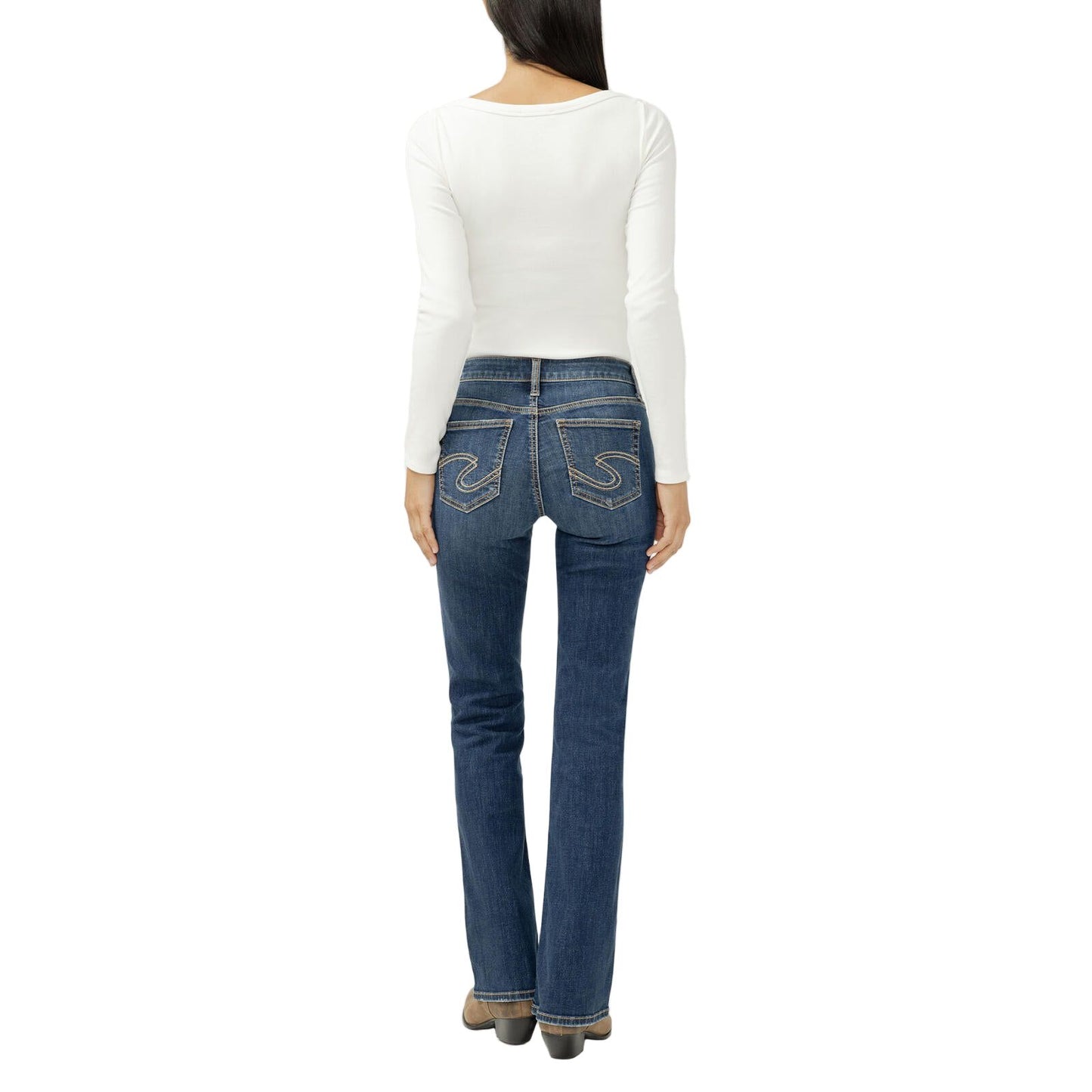 Women's Silver Suki Mid Rise Bootcut Jeans L93719SIA359