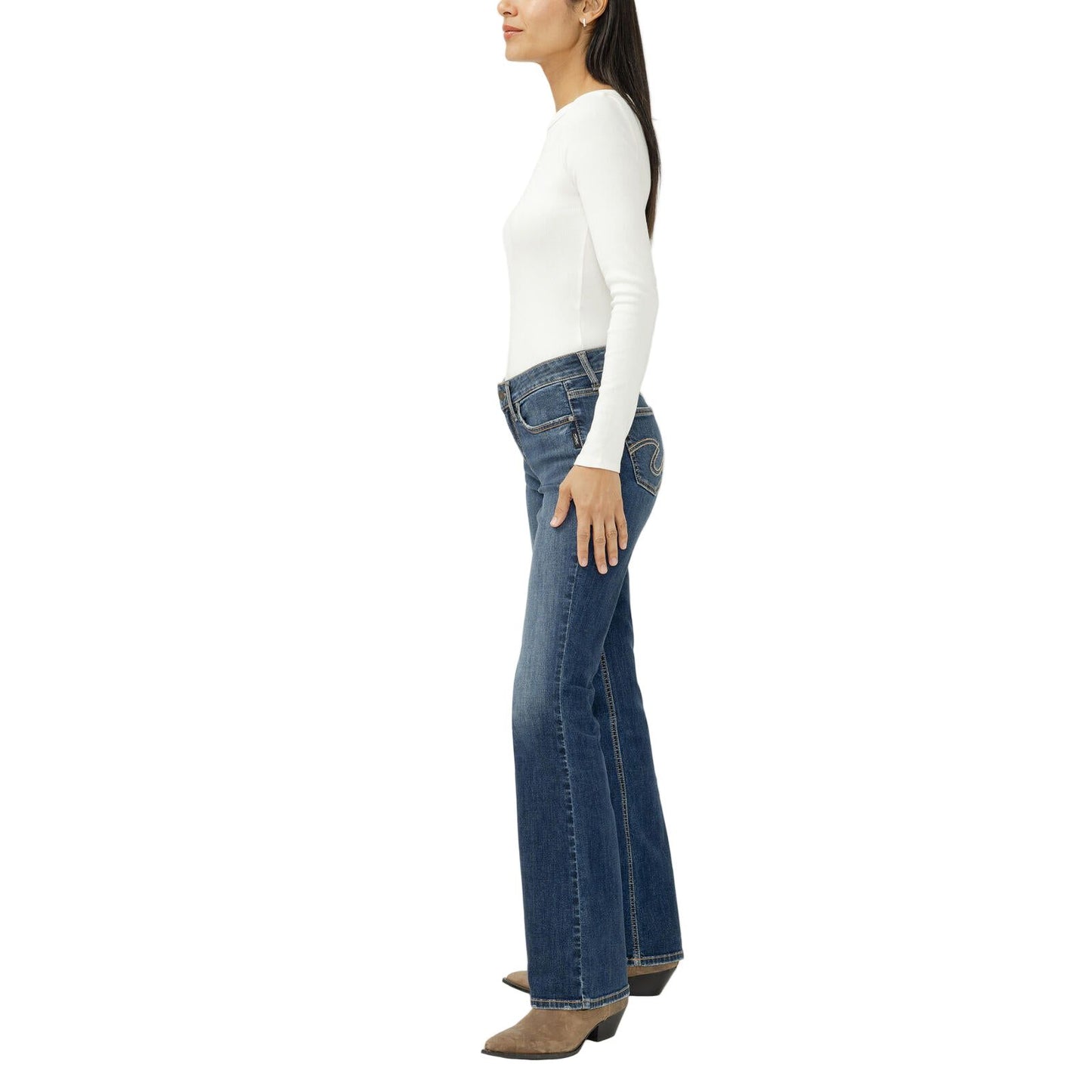 Women's Silver Suki Mid Rise Bootcut Jeans L93719SIA359