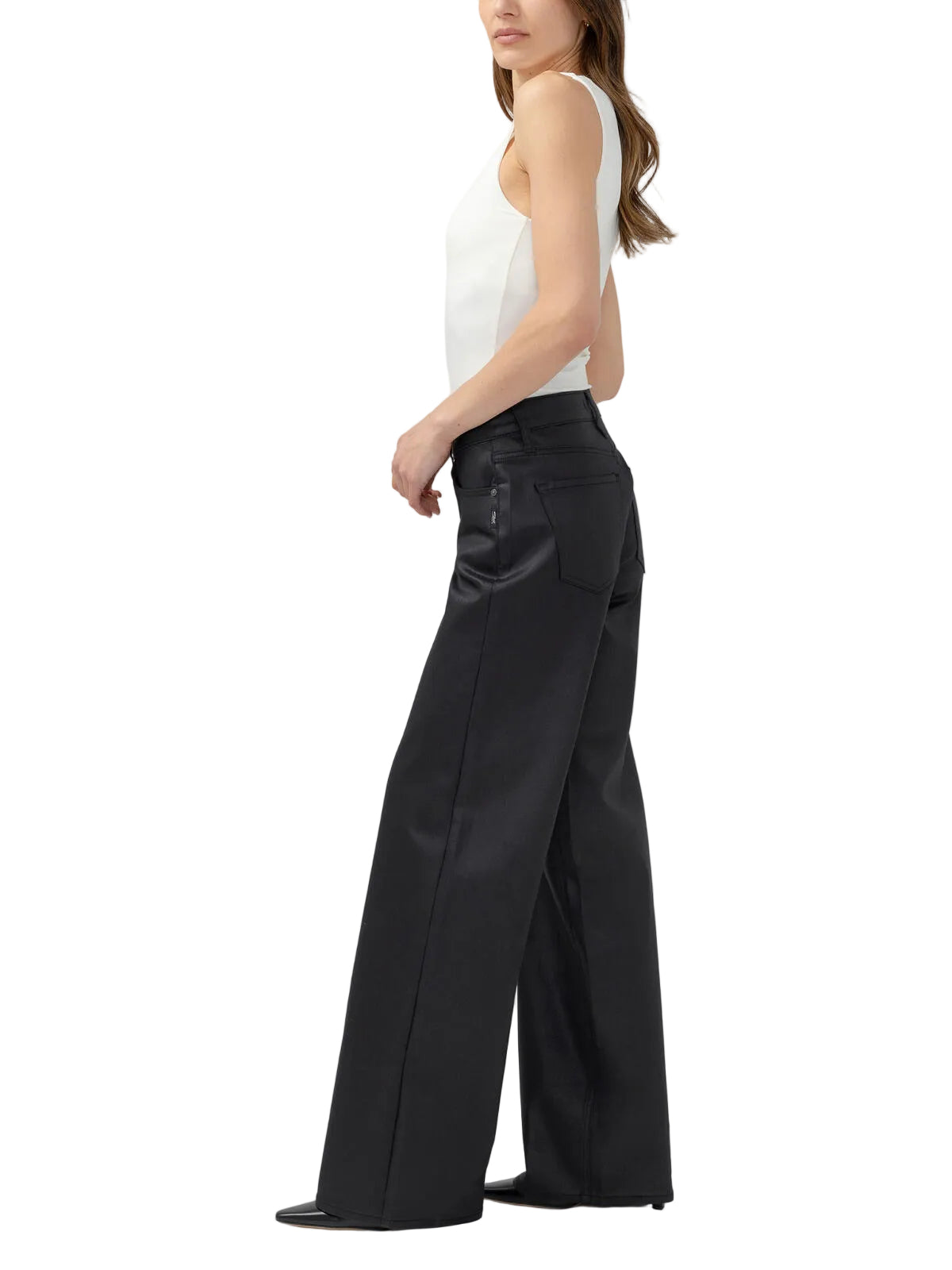 Silver Women's Black Suki Wide Leg Coated Jeans L93905CCS667