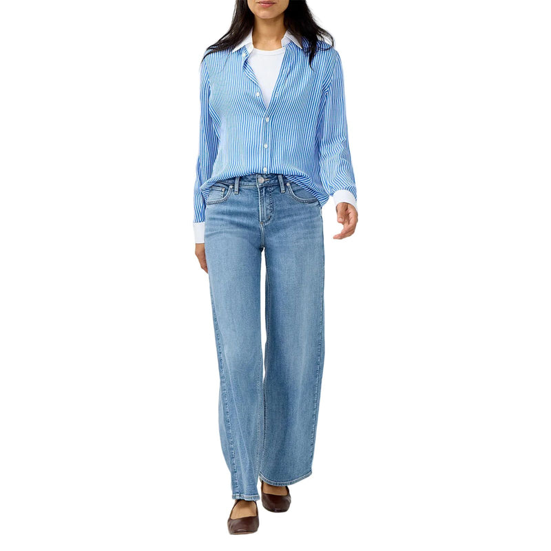 Women's Silver Suki Mid Rise Wide Leg Knit Flex Jeans L93905CKF295-ABBEY