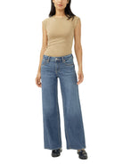 Women's Silver Suki Mid Rise Wide Leg Knit Flex Jeans L93905CKF326