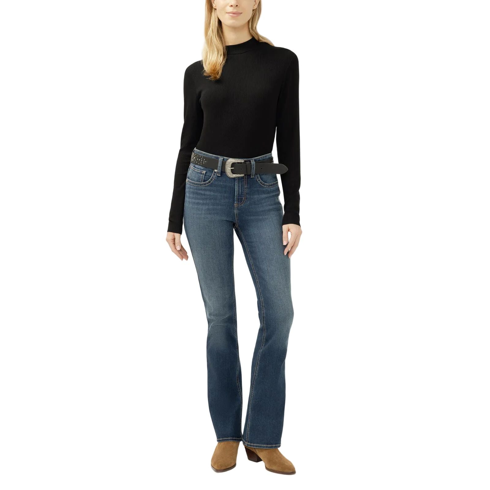 Women's Silver Avery High Rise Bootcut Frontier Strong Jeans L94715LFO367