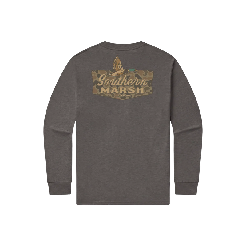 Southern Marsh Men's Long Sleeve Iron Gray Inflight Badge Branding Tee LBIB-IGY