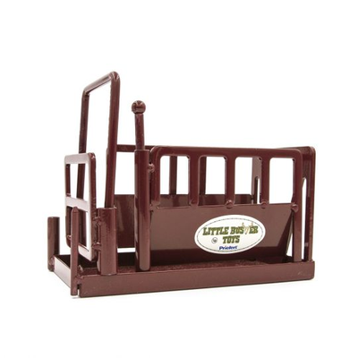 Brown toy crib with 'Little Brother Toys' logo on a white background