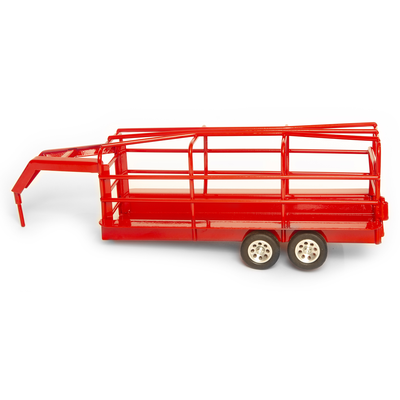 Red metal trailer on a white background