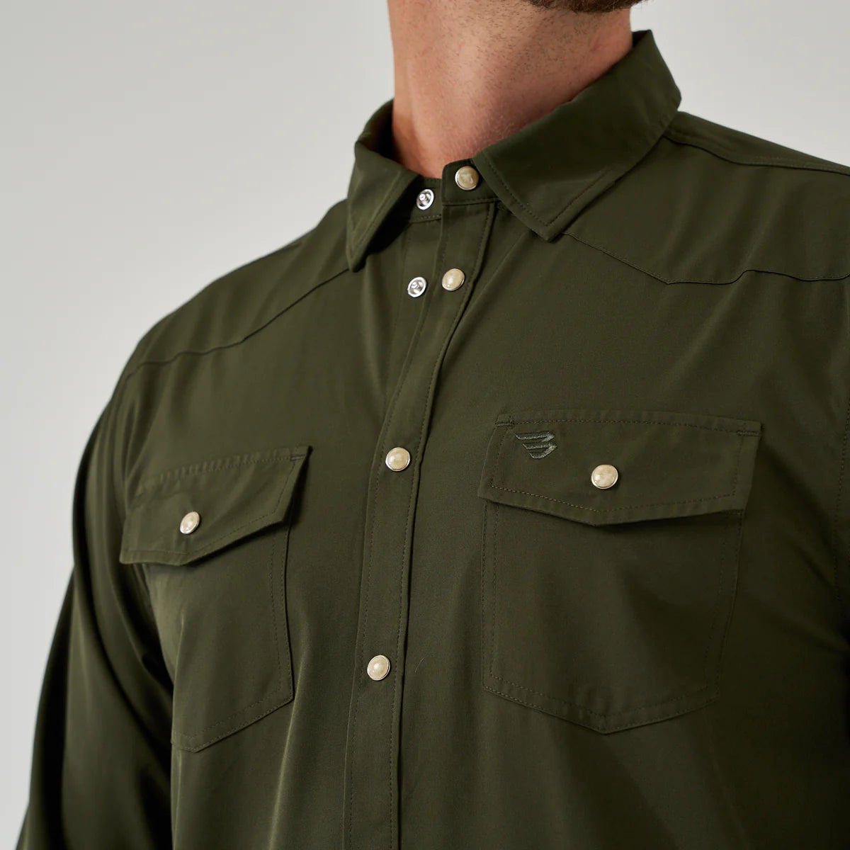 Men's Burlebo Mallard Green Long Sleeve Performance Western Shirt