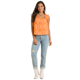 Women's Panhandle Ruffle Strap Button Tank Top LW20T06376