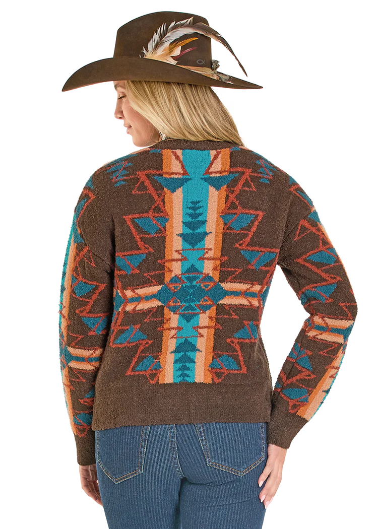 Women's Panhandle Slim Boucle Aztec Tapestry Sweater LW32T07926