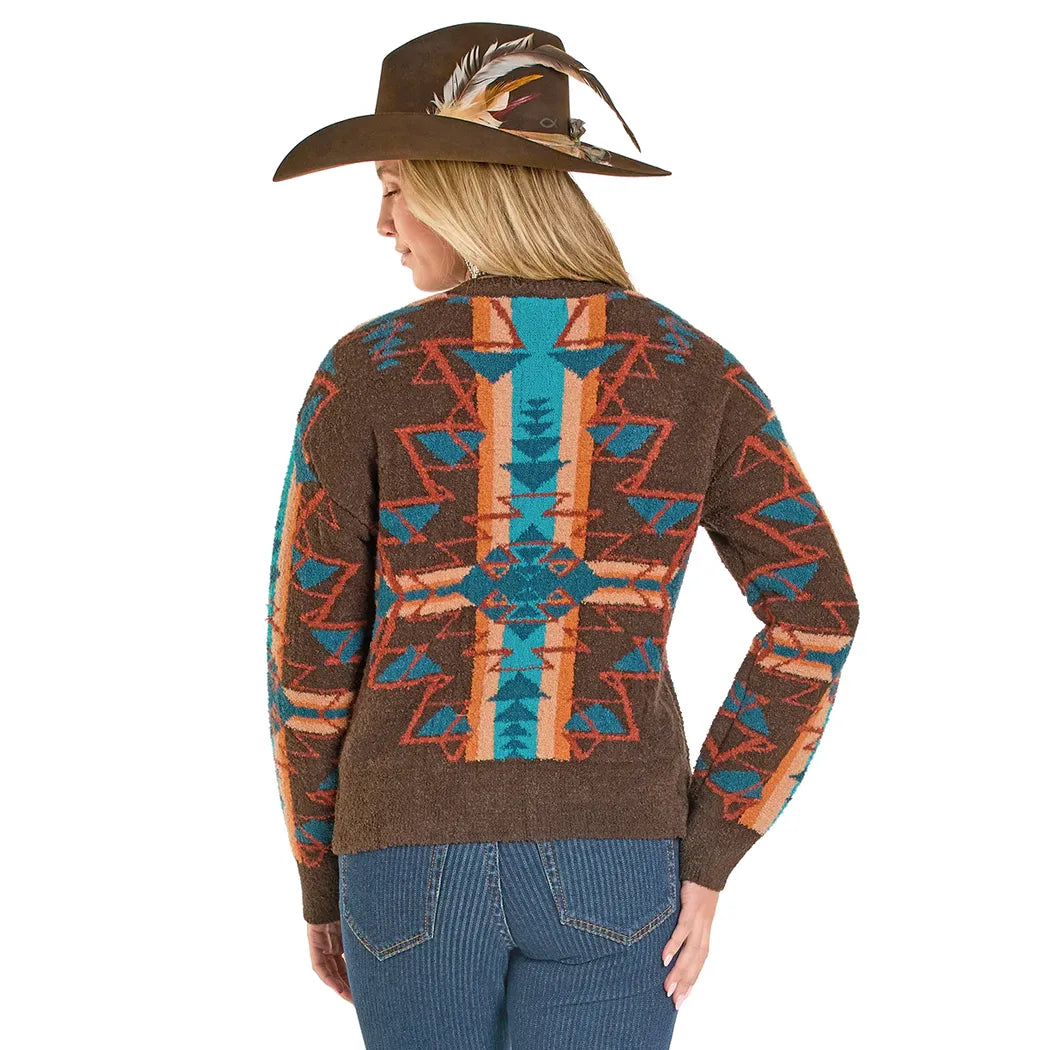 Women's Panhandle Slim Boucle Aztec Tapestry Sweater LW32T07926