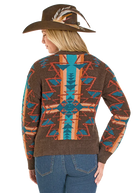 Women's Panhandle Slim Boucle Aztec Tapestry Sweater LW32T07926