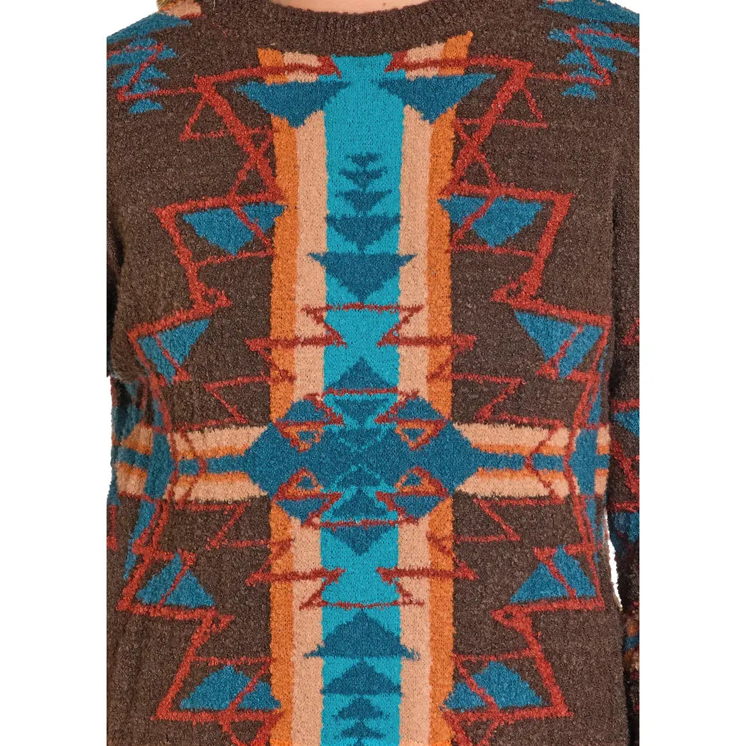 Women's Panhandle Slim Boucle Aztec Tapestry Sweater LW32T07926