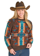 Women's Panhandle Slim Boucle Aztec Tapestry Sweater LW32T07926
